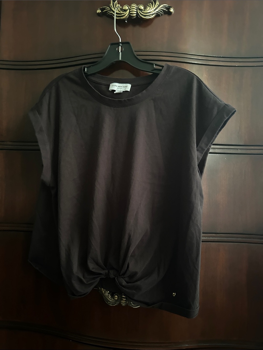 Marc New York Black Short-Sleeve Knot-Front Tee
